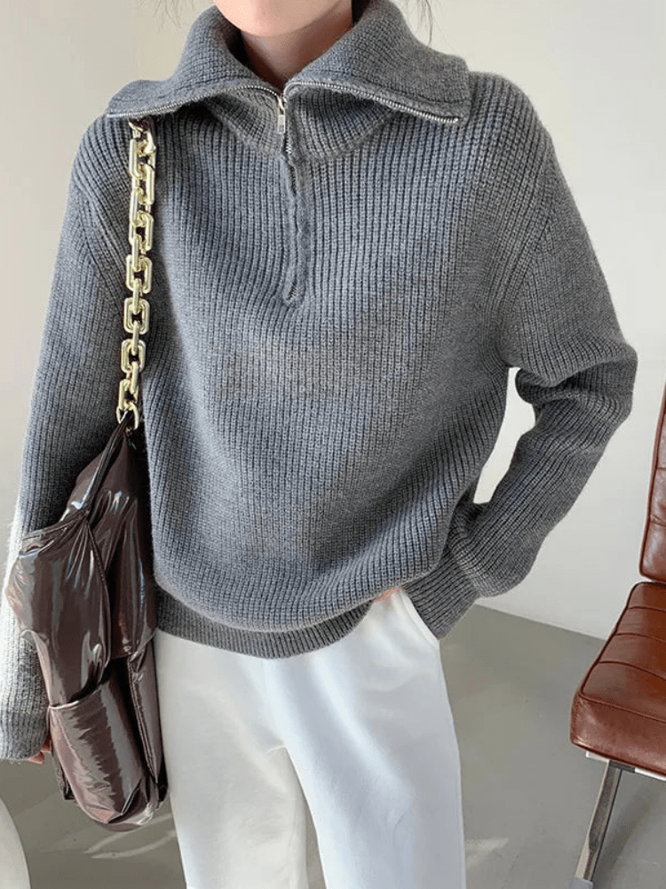 Esmee | Casual Winter Gebreide Dames Trui met Rits | Half Zip Sweater - Sorata