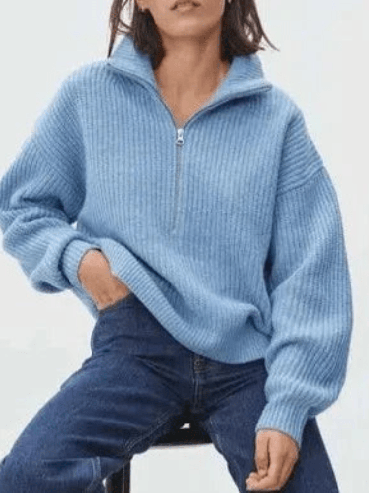 Esmee | Casual Winter Gebreide Dames Trui met Rits | Half Zip Sweater - Sorata