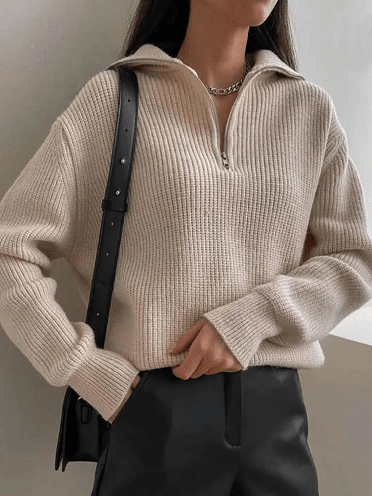 Esmee | Casual Winter Gebreide Dames Trui met Rits | Half Zip Sweater - Sorata