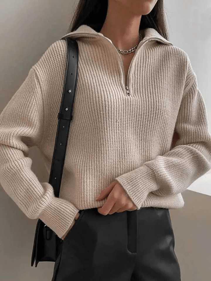 Esmee | Casual Winter Gebreide Dames Trui met Rits | Half Zip Sweater - Sorata