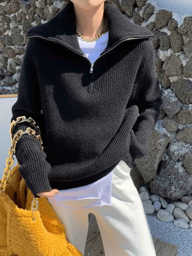 Esmee | Casual Winter Gebreide Dames Trui met Rits | Half Zip Sweater - Sorata