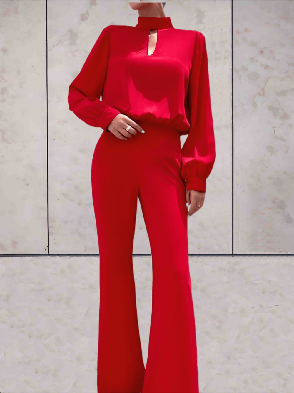 Felani | Trendy Rode Jumpsuit Met Pofmouwtjes | Dames Set - Sorata