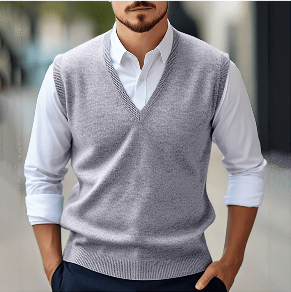 Harry | Mouwloze Heren Sweater Met V - hals | Elegante Ontwerp | Lichtgewicht Stof - Sorata