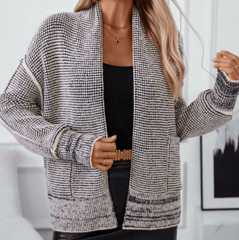 Heba | Warm en Elegant Gebreide Vest | Grijze Dames Cardigan Sweater - Sorata