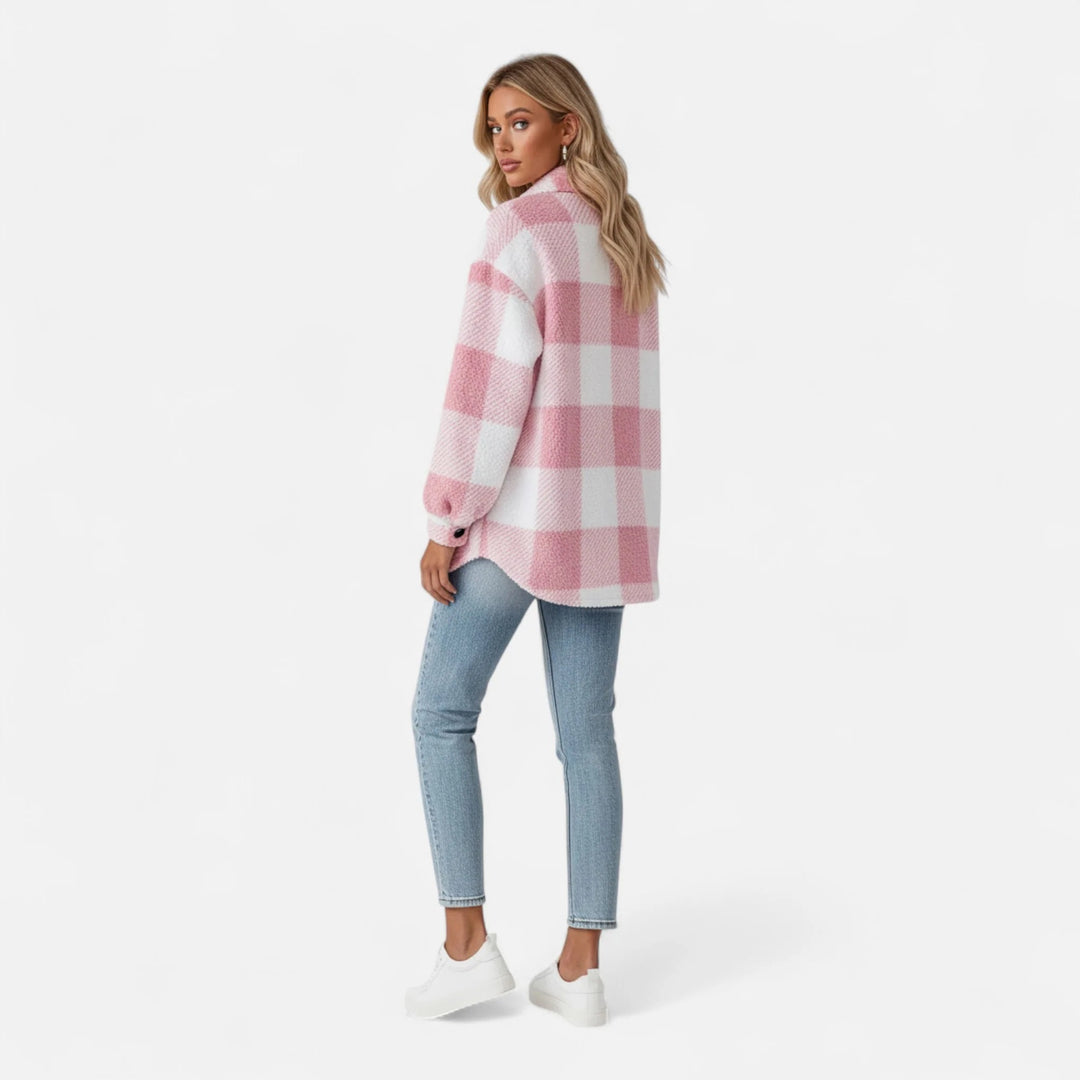 Sorata | Dames Geruite Plush Fleece Jas