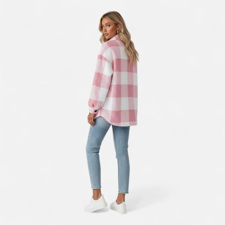 Sorata | Dames Geruite Plush Fleece Jas
