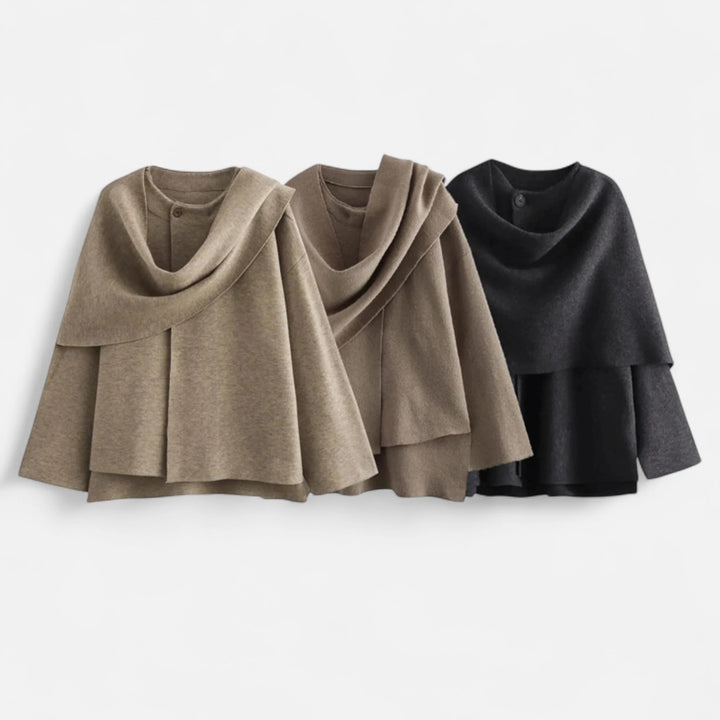 Sorata | Dames Pluche Jas met Asymmetrische Sjaaldetail