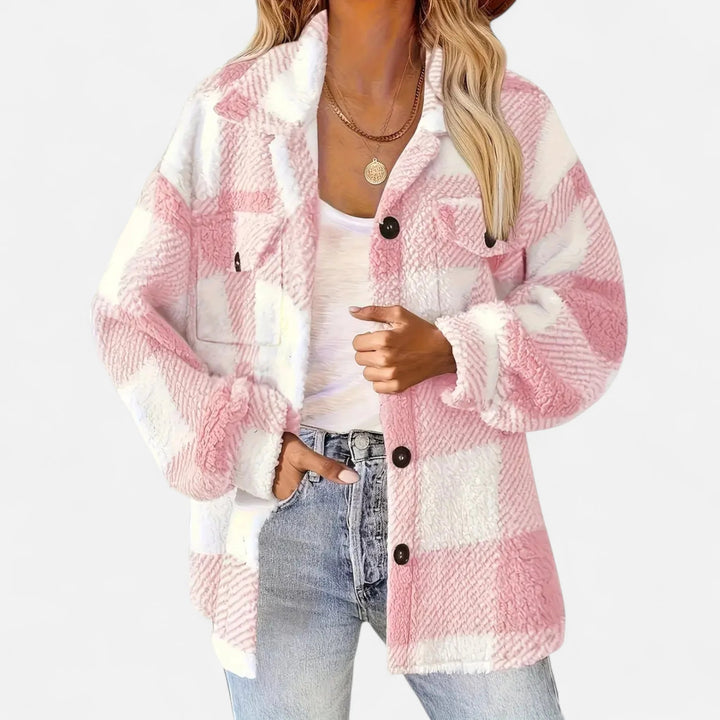 Sorata | Dames Geruite Plush Fleece Jas