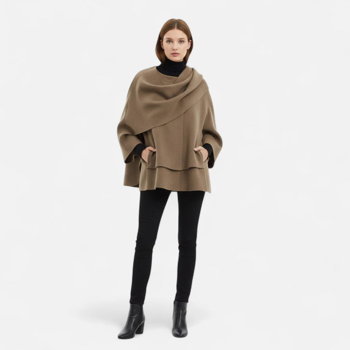 Sorata | Dames Pluche Jas met Asymmetrische Sjaaldetail