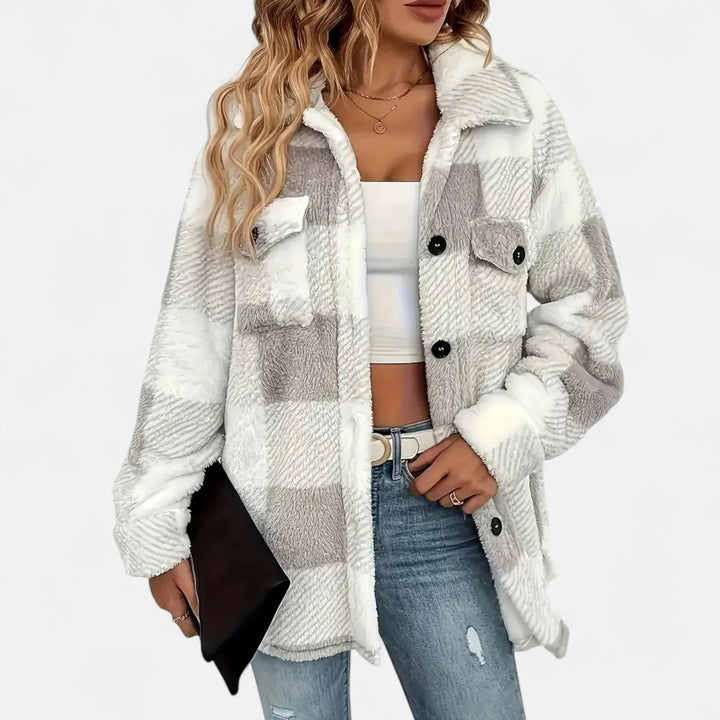 Sorata | Dames Geruite Plush Fleece Jas
