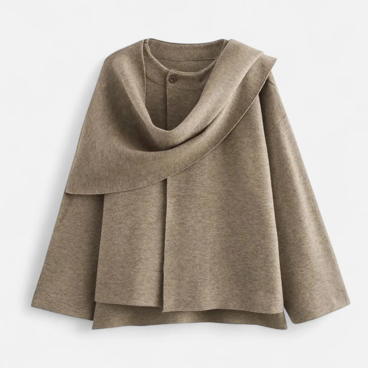 Sorata | Dames Pluche Jas met Asymmetrische Sjaaldetail