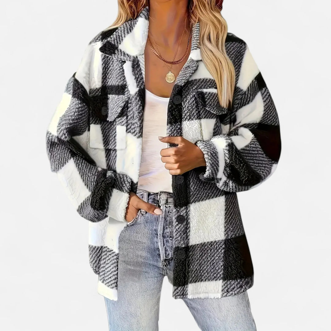 Sorata | Dames Geruite Plush Fleece Jas