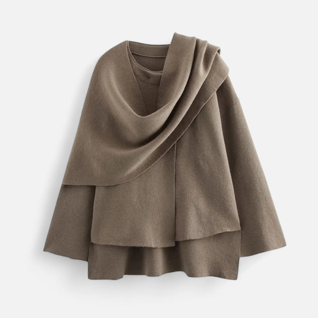 Sorata | Dames Pluche Jas met Asymmetrische Sjaaldetail