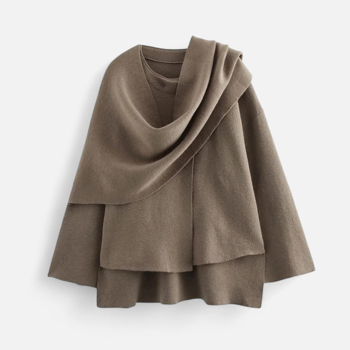 Sorata | Dames Pluche Jas met Asymmetrische Sjaaldetail