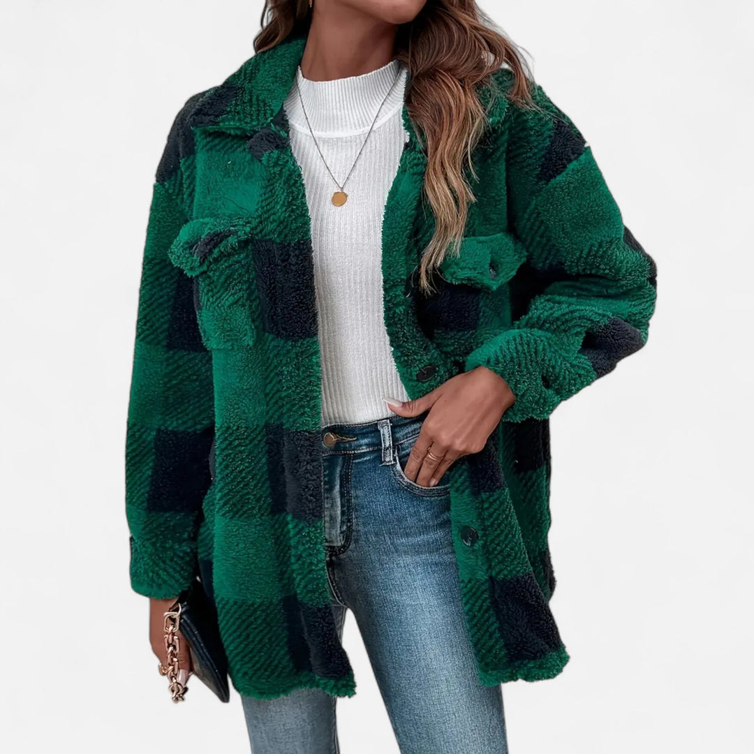 Sorata | Dames Geruite Plush Fleece Jas