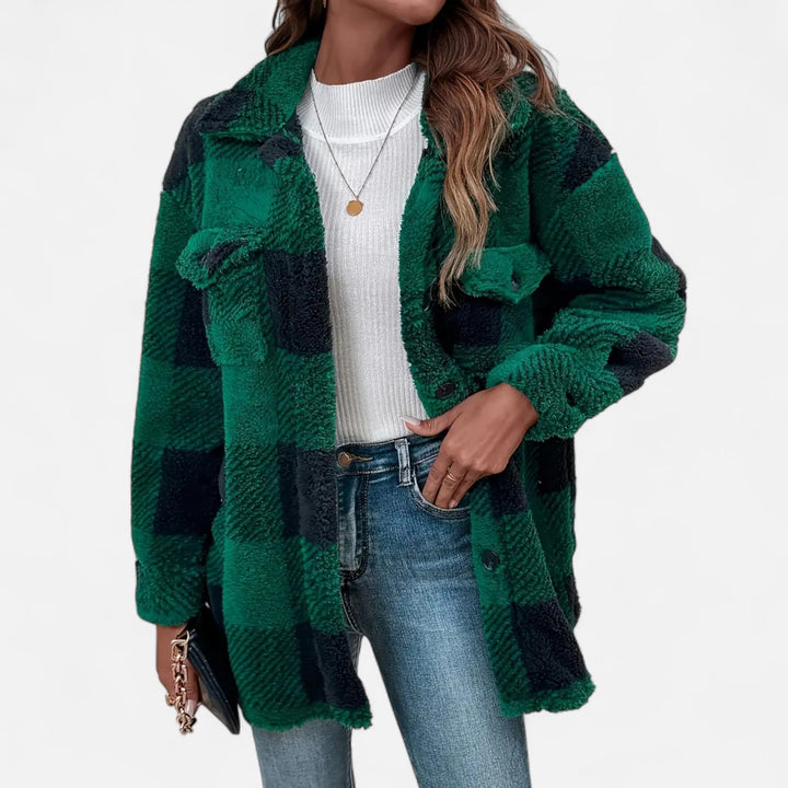 Sorata | Dames Geruite Plush Fleece Jas
