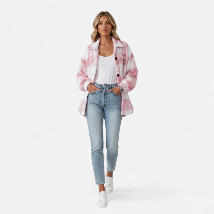 Sorata | Dames Geruite Plush Fleece Jas
