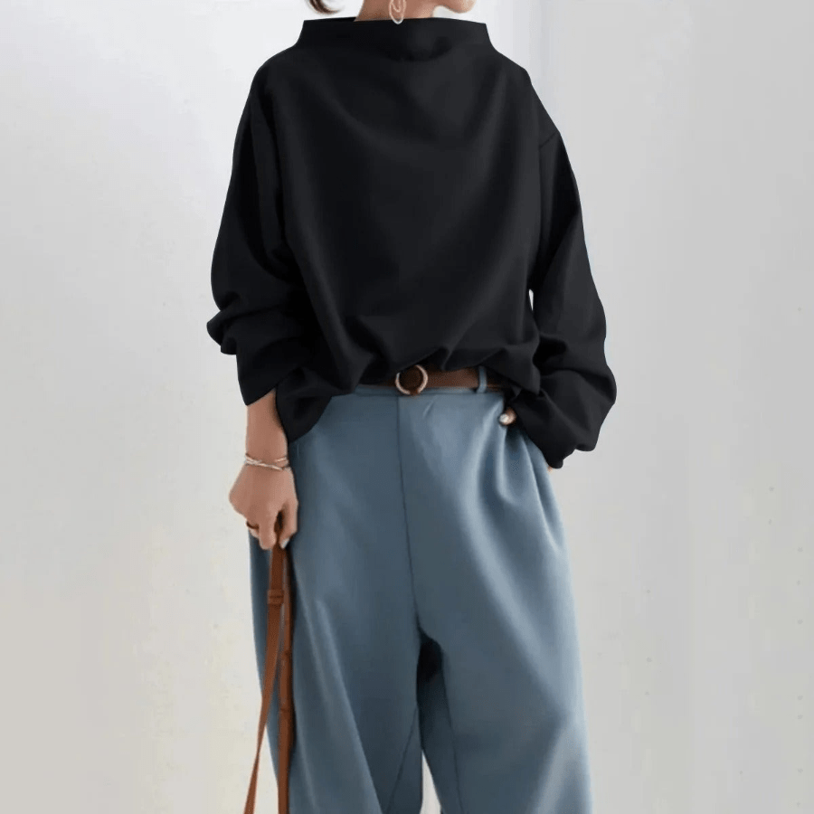 Indira | Zwarte Dames Trui | Trendy Coltrui met Lange Mouwen | Elegant & Comfortabel - Sorata
