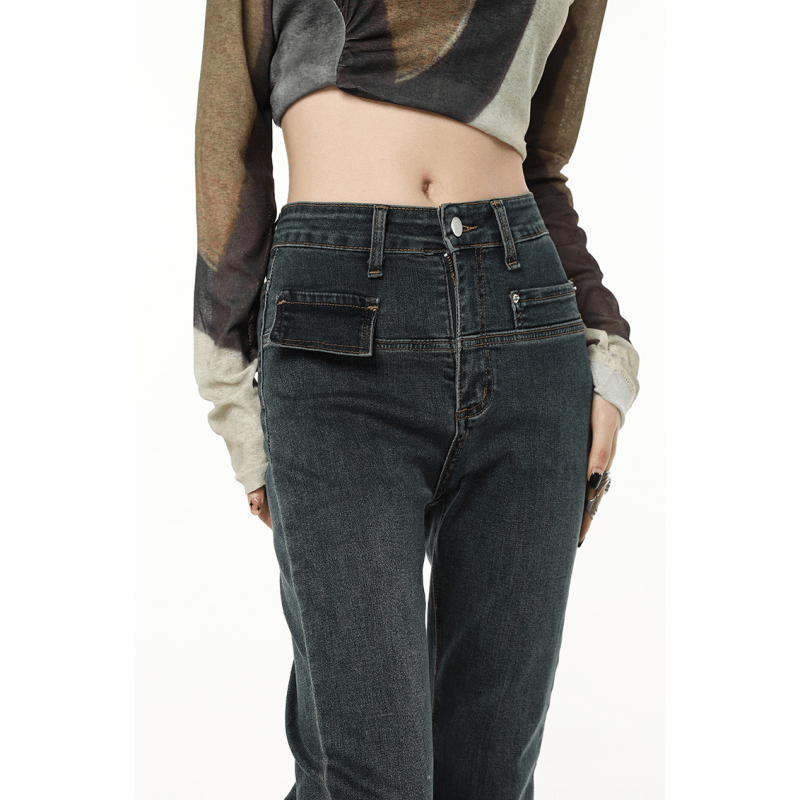Ishu | Trendy Dames Broek | Zwarte Vintage Jeans Met Hoge Taille - Sorata