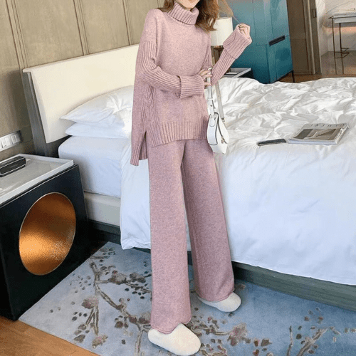 Ivy | Trui & Broek Dames | Comfortabele Oversized Coltrui & Wollen Broek Set - Sorata