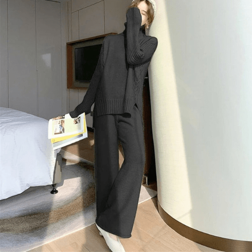 Ivy | Trui & Broek Dames | Comfortabele Oversized Coltrui & Wollen Broek Set - Sorata