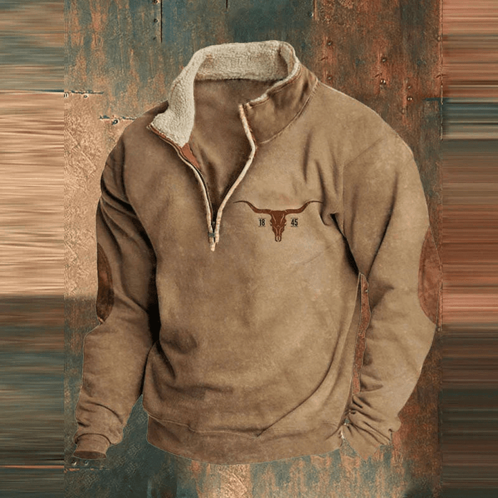 Jayron | Elegante Heren Fleece Trui Met Kwart - Ritssluiting | Tribal Print - Sorata