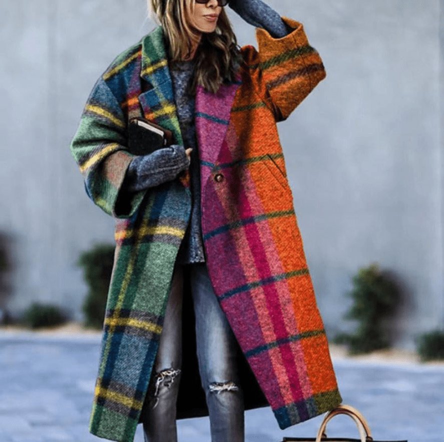 Jennifer | Elegante Warme Wollen Dames Jas met Unieke Print | Casual Trenchcoat Stijl - Sorata