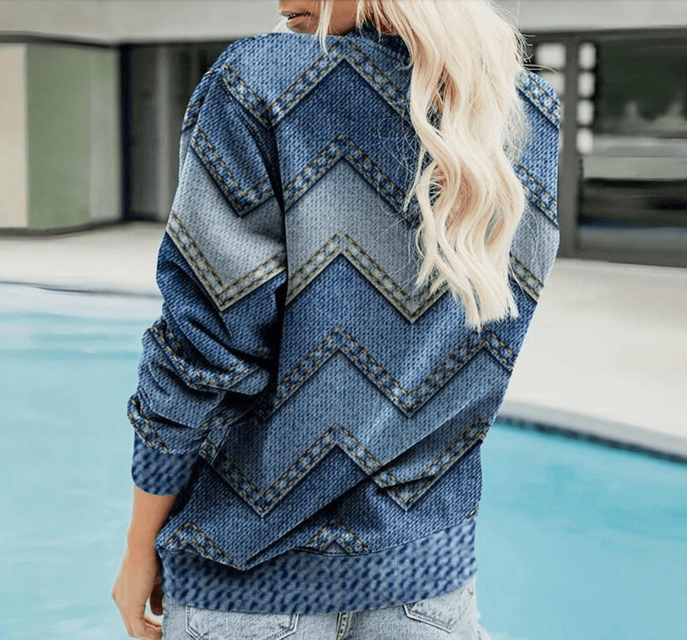 Jenny - Sweater Dames - Vintage Kledingstijl met Geometrisch Patroon - Damesmode - Sorata