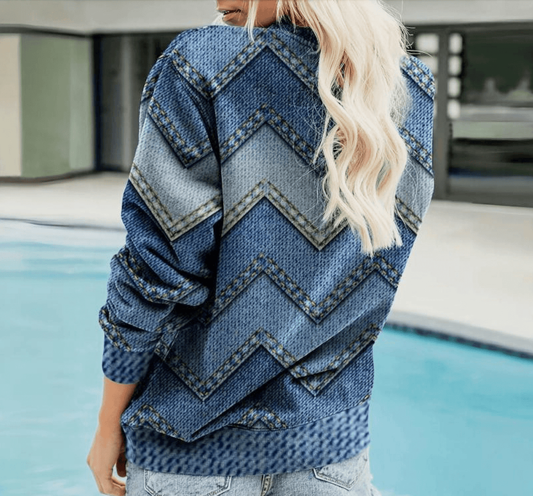 Jenny - Sweater Dames - Vintage Kledingstijl met Geometrisch Patroon - Damesmode - Sorata
