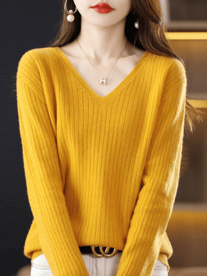 Jolien - Dames Truien - Gebreide Trui - V - Hals - Comfortabel Breimateriaal - Sorata