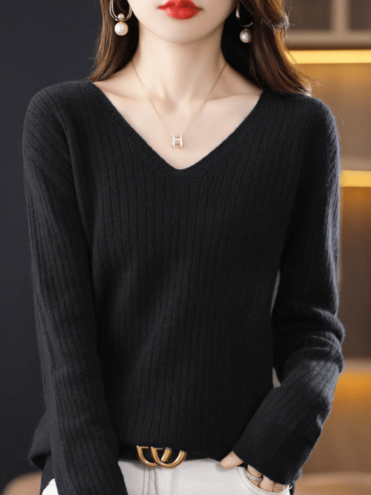 Jolien - Dames Truien - Gebreide Trui - V - Hals - Comfortabel Breimateriaal - Sorata