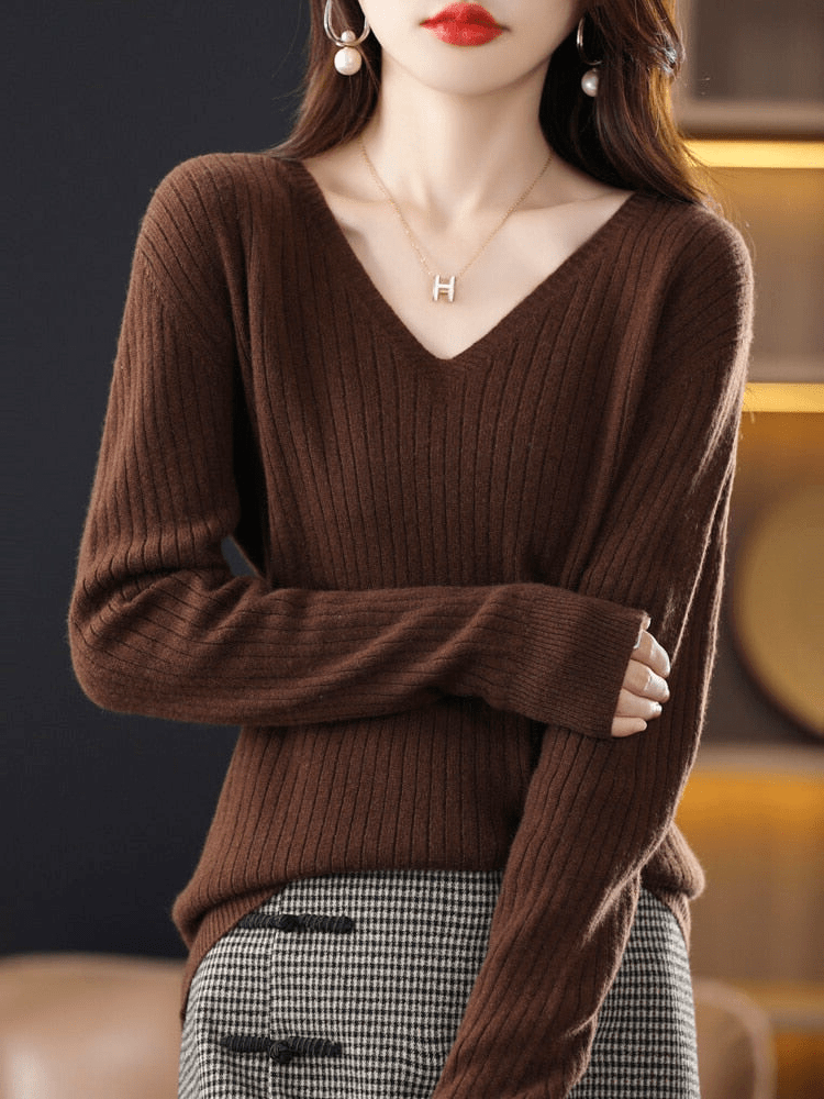 Jolien - Dames Truien - Gebreide Trui - V - Hals - Comfortabel Breimateriaal - Sorata