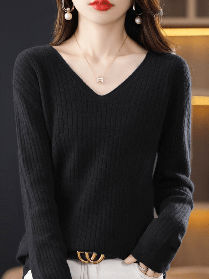 Jolien - Dames Truien - Gebreide Trui - V - Hals - Comfortabel Breimateriaal - Sorata