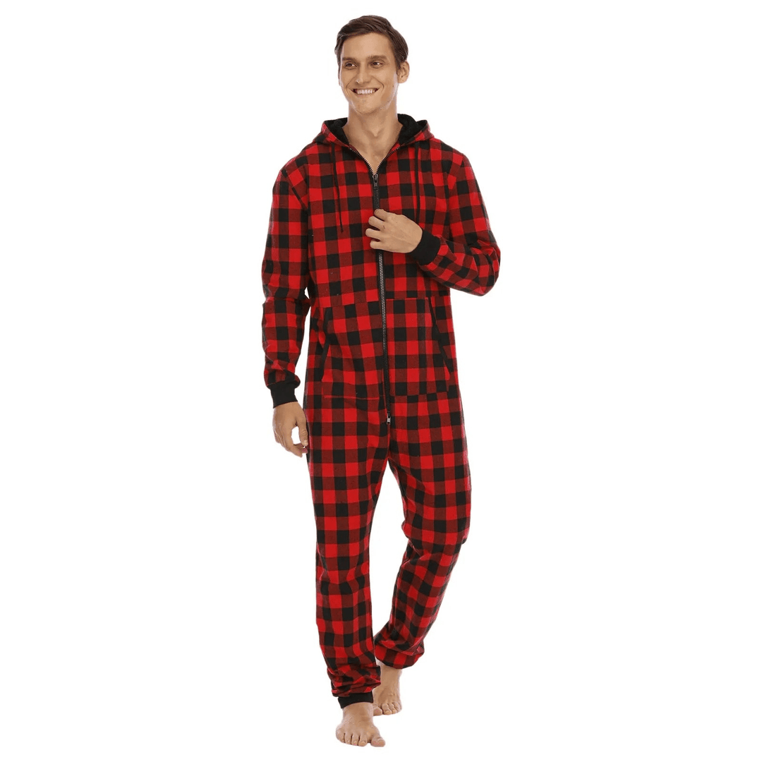 Jonas | Geruite Heren Onesie Pyjama | Warme En Comfortabele Ontwerp - Sorata