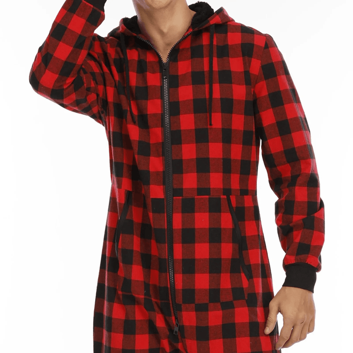 Jonas | Geruite Heren Onesie Pyjama | Warme En Comfortabele Ontwerp - Sorata