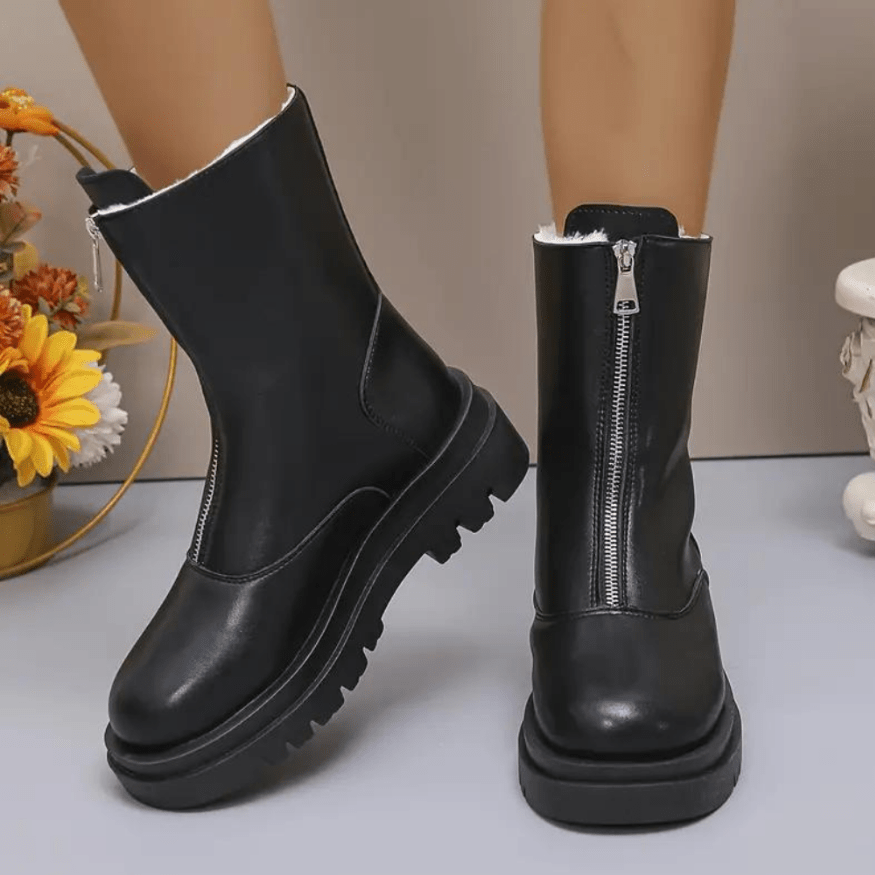 Kehlan | Zwarte Elegante Dames Winterlaarzen Met Rits | Comfortabele Ontwerp - Sorata