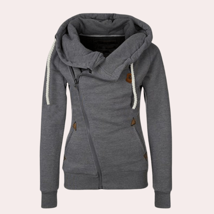 Kendra | Trendy Dames Hoodie met Schuine Rits | Comfortabel & Stijlvol - Sorata