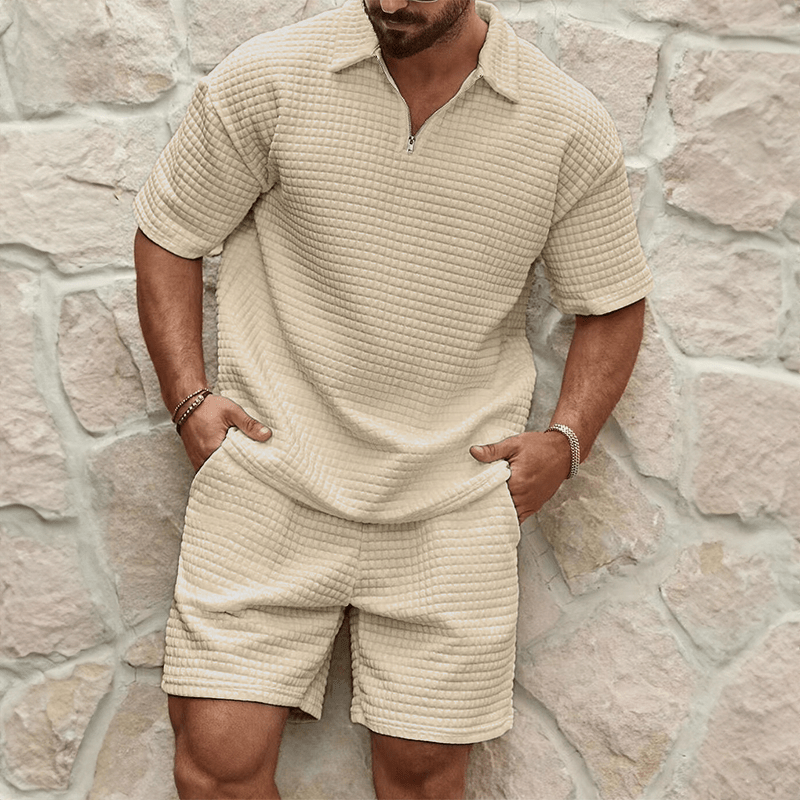 Kinem | Luxe Heren Zomerset | Half - Zip Polo Met Bijpassende Shorts - Sorata