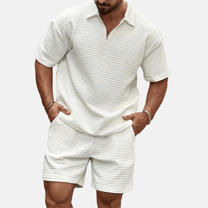 Kinem | Luxe Heren Zomerset | Half-Zip Polo Met Bijpassende Shorts