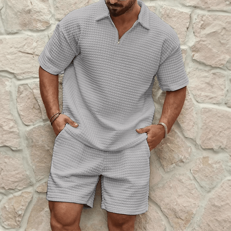 Kinem | Luxe Heren Zomerset | Half - Zip Polo Met Bijpassende Shorts - Sorata
