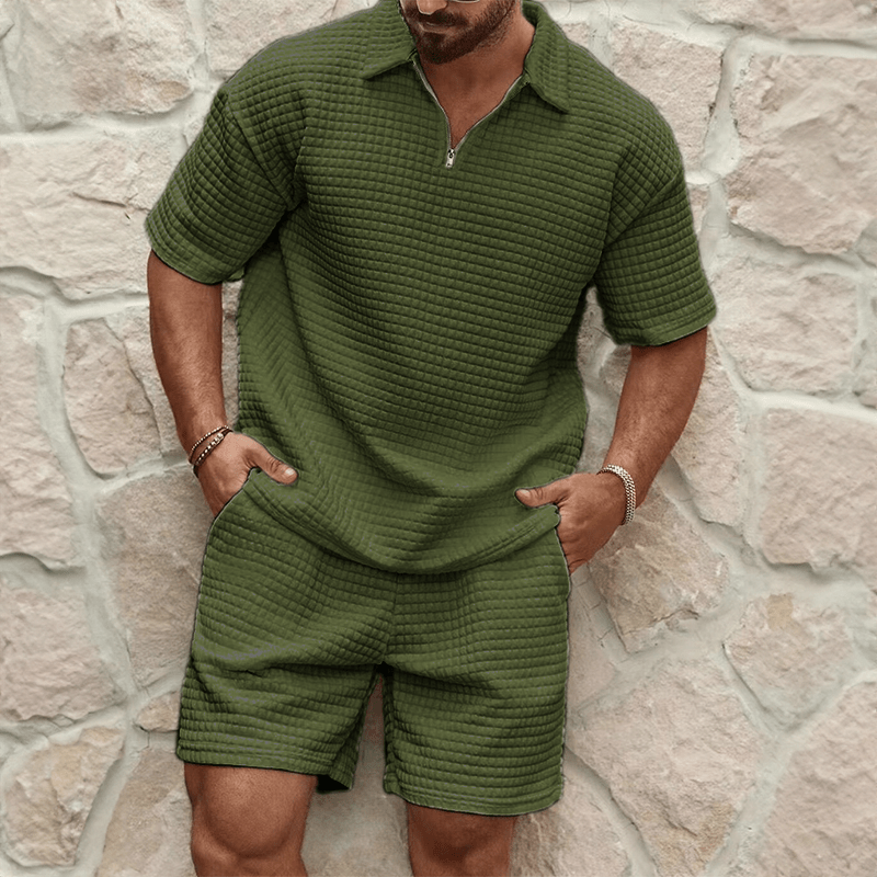 Kinem | Luxe Heren Zomerset | Half - Zip Polo Met Bijpassende Shorts - Sorata