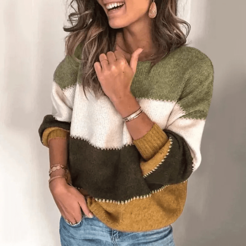 Kiran | Dames Jumper Sweater | Warme Gestreepte Trui - Sorata