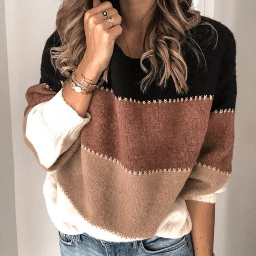 Kiran | Dames Jumper Sweater | Warme Gestreepte Trui - Sorata