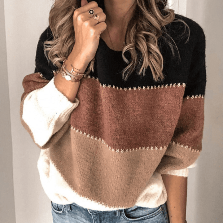 Kiran | Dames Jumper Sweater | Warme Gestreepte Trui - Sorata