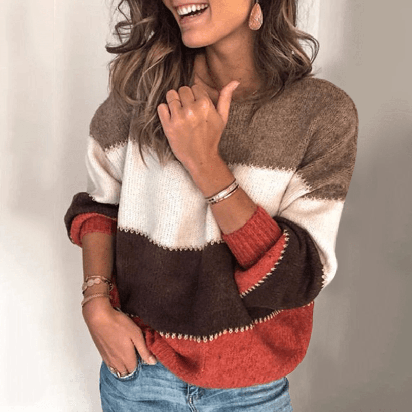 Kiran | Dames Jumper Sweater | Warme Gestreepte Trui - Sorata