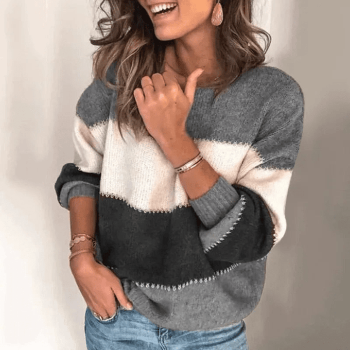 Kiran | Dames Jumper Sweater | Warme Gestreepte Trui - Sorata