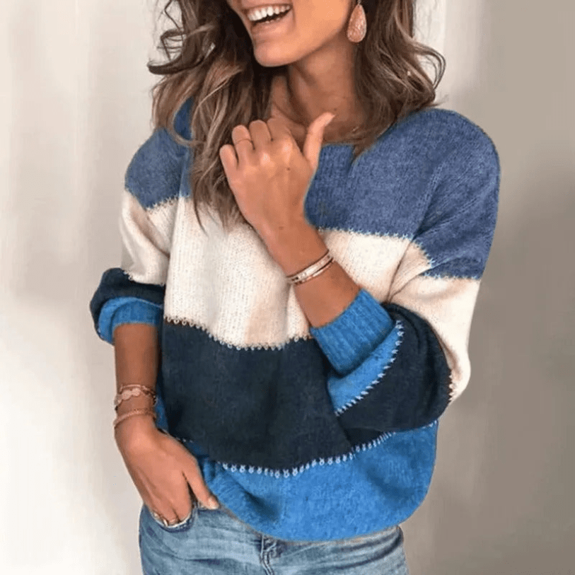 Kiran | Dames Jumper Sweater | Warme Gestreepte Trui - Sorata