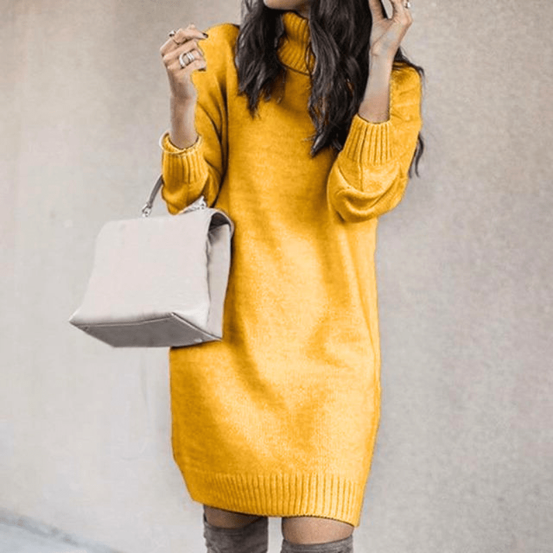 Lesley | Winterjurk Dames | Gebreide Trui Jurk met Colkraag | Warm & Stijlvol - Sorata