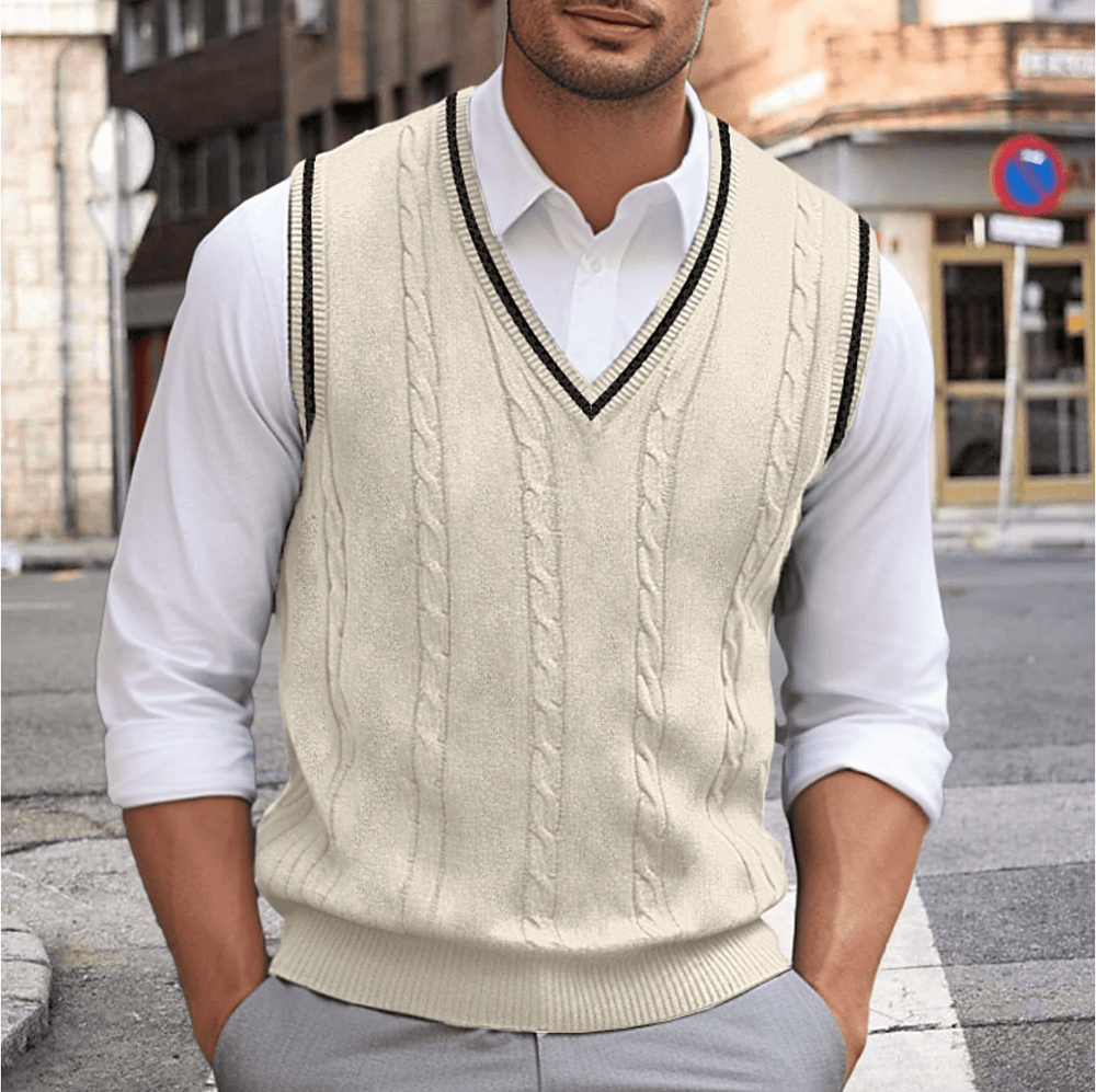 Lian | Mouwloze Trui Met V - Hals | Heren Sweater - Sorata