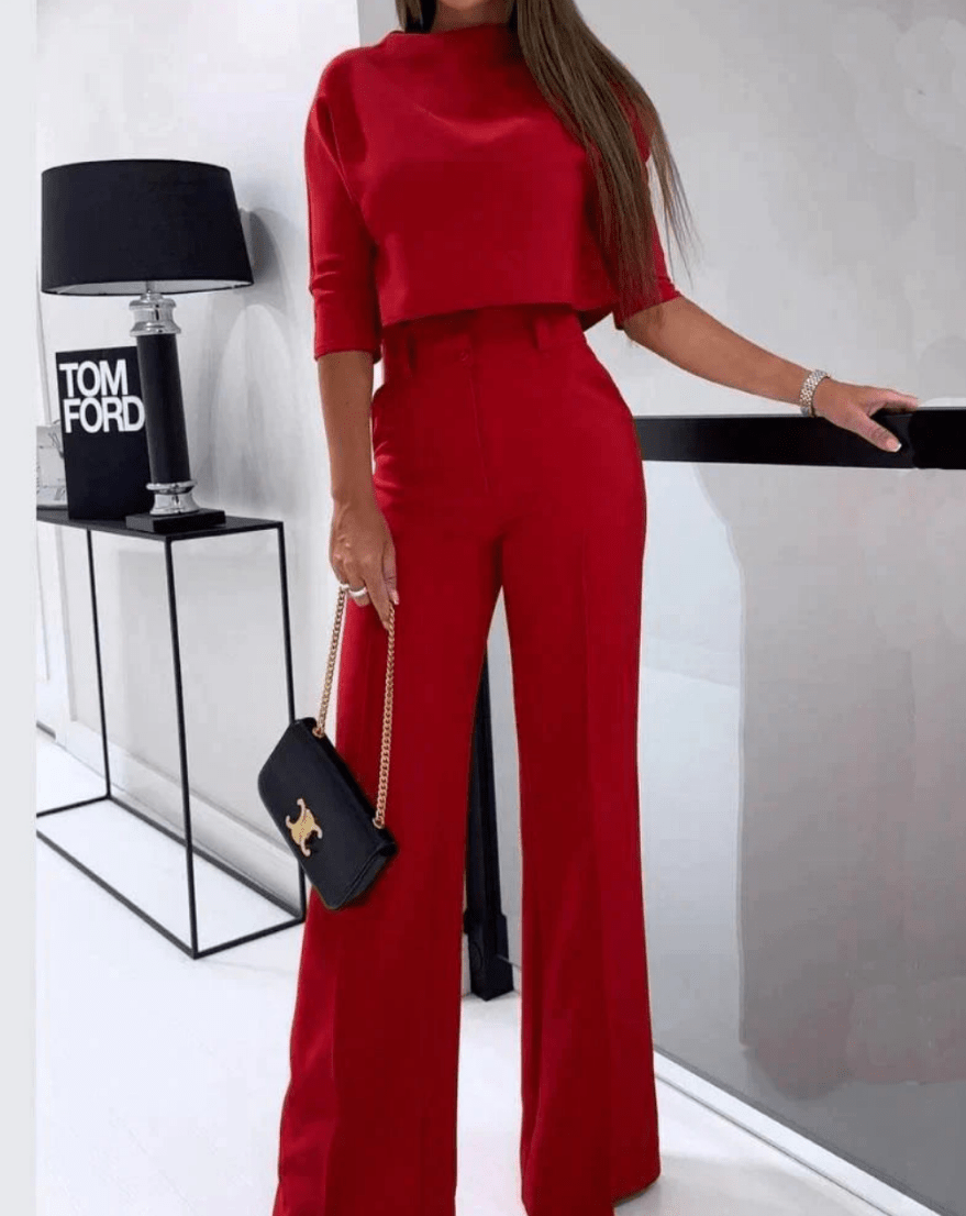 Lika | 2 - Delige Set | Dames Set | Rechte Broek Met Hoge Taille - Sorata